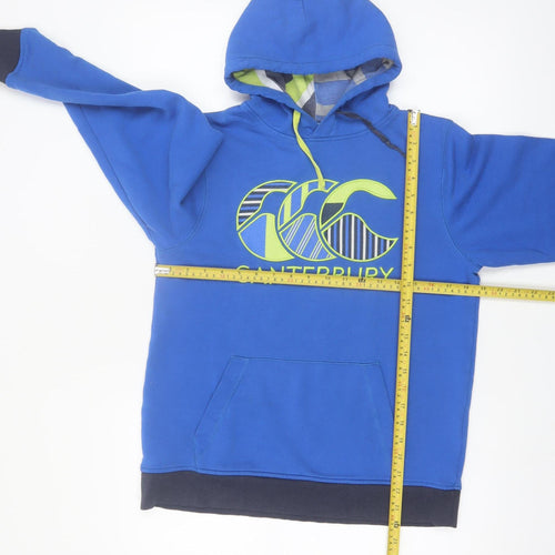 Canterbury Boys Blue Pullover Hoodie 14 Years Logo Graphic Cotton Blend