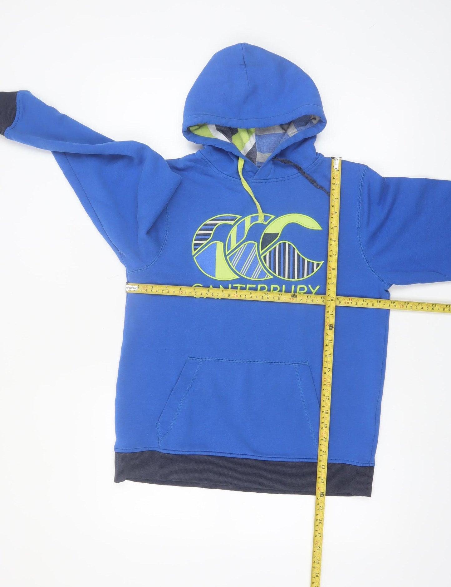 Canterbury Boys Blue Pullover Hoodie 14 Years Logo Graphic Cotton Blend