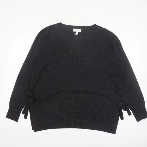 The White Company Women Black Wool Cashmere Crew Neck Jumper Size 14