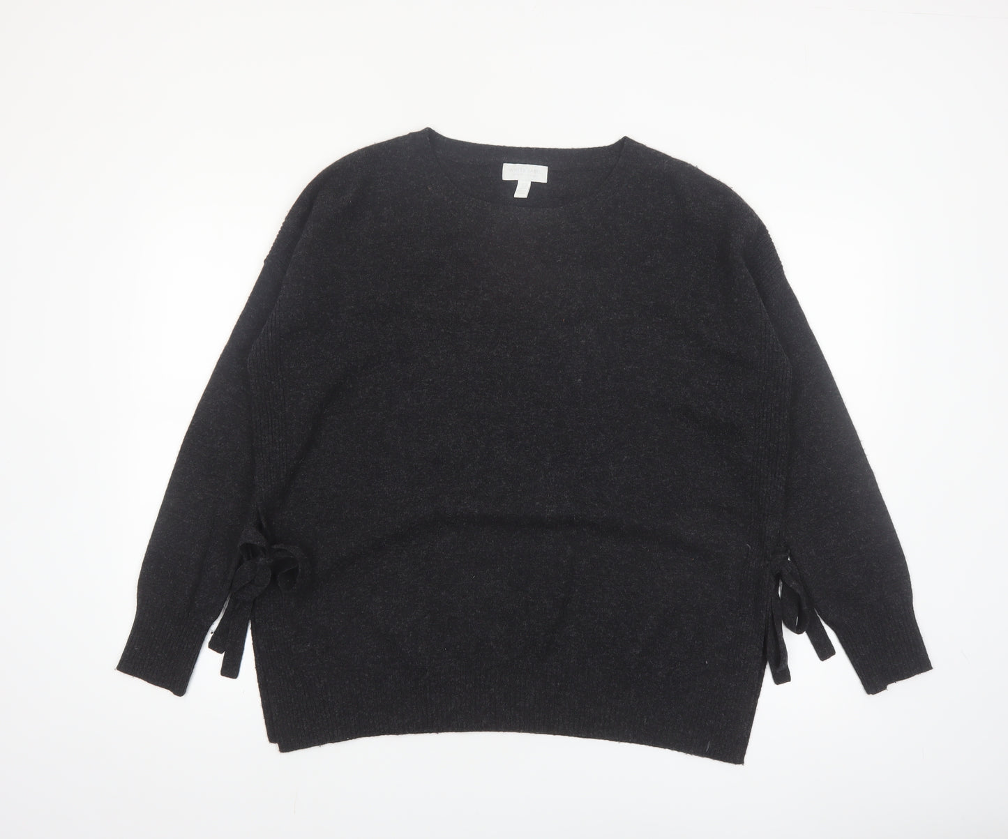 The White Company Women Black Wool Cashmere Crew Neck Jumper Size 14