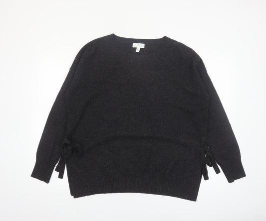 The White Company Women Black Wool Cashmere Crew Neck Jumper Size 14
