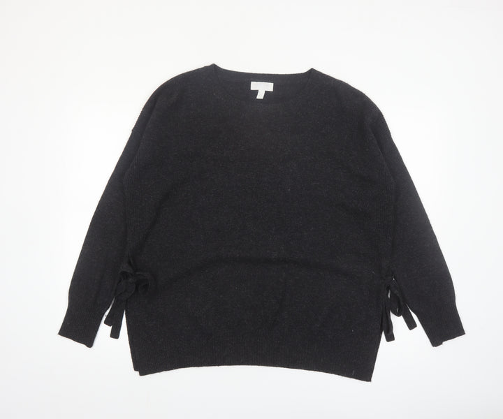 The White Company Women Black Wool Cashmere Crew Neck Jumper Size 14