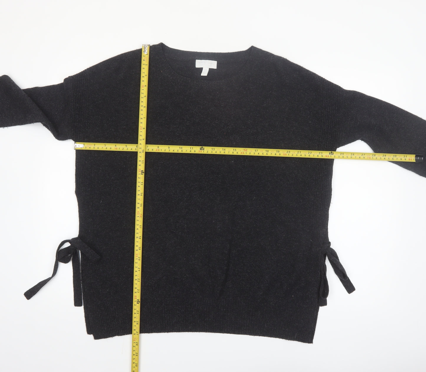 The White Company Women Black Wool Cashmere Crew Neck Jumper Size 14