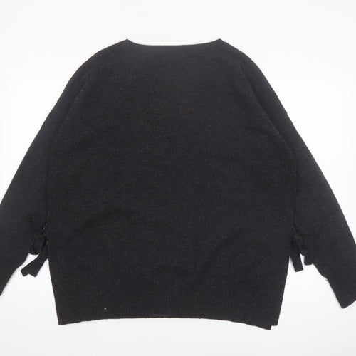 The White Company Women Black Wool Cashmere Crew Neck Jumper Size 14