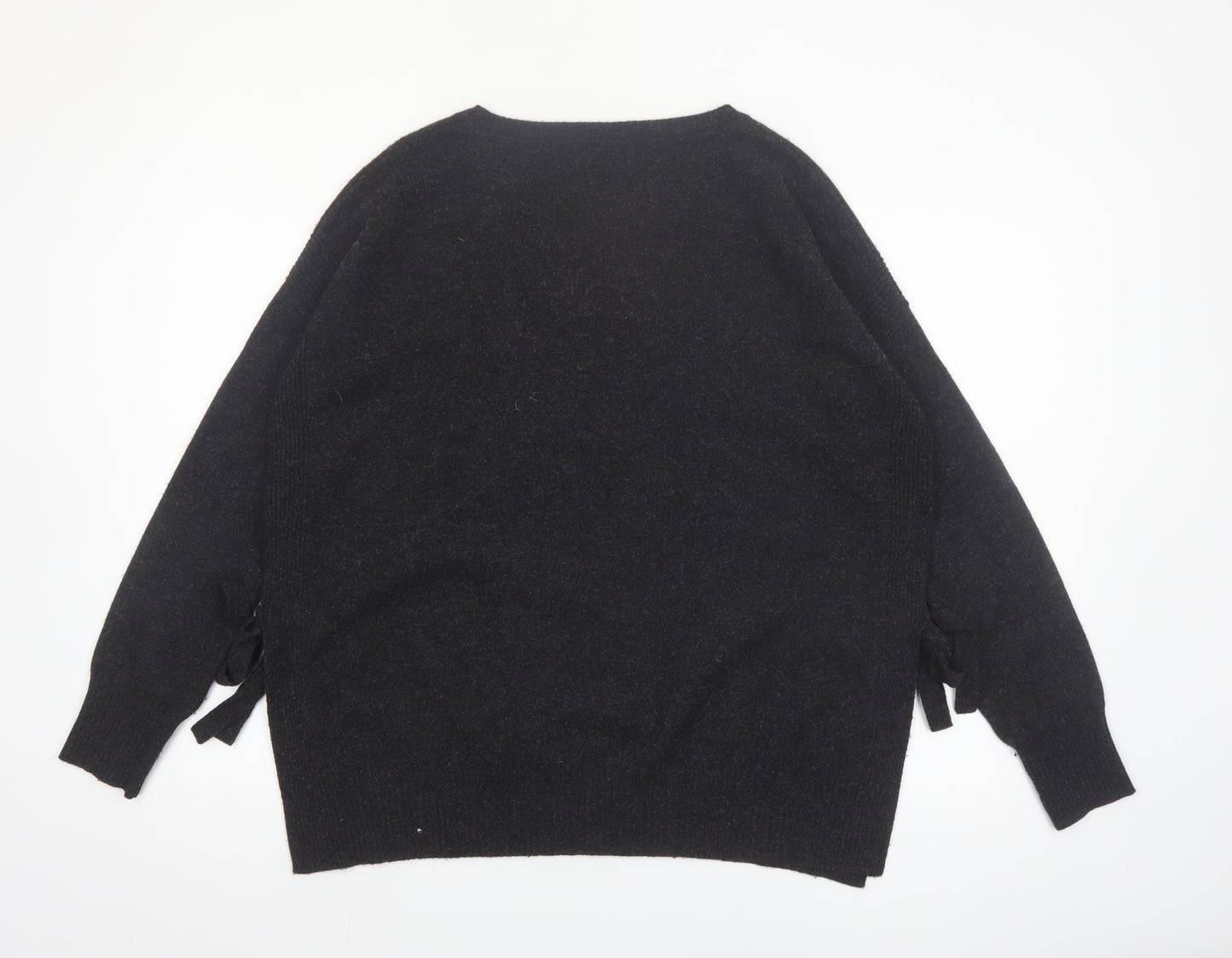 The White Company Women Black Wool Cashmere Crew Neck Jumper Size 14