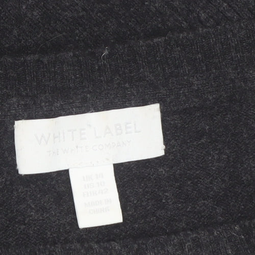 The White Company Women Black Wool Cashmere Crew Neck Jumper Size 14