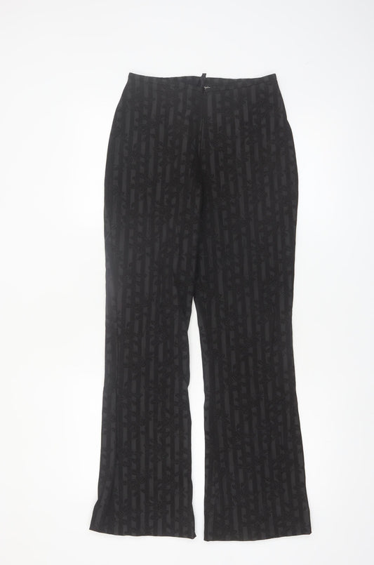 Mergler Women Black Floral Jacquard Dress Pants Size 10 Regular