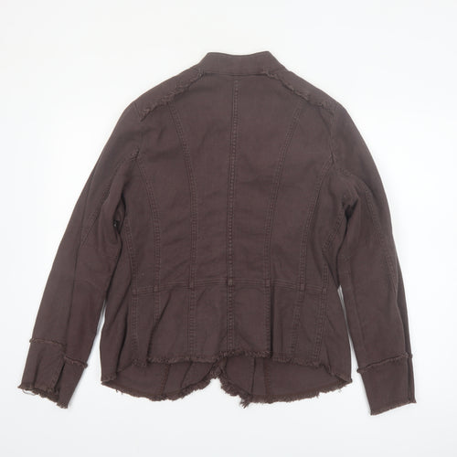 Evans Women Brown Cotton Military Jacket Size 16 Button Front