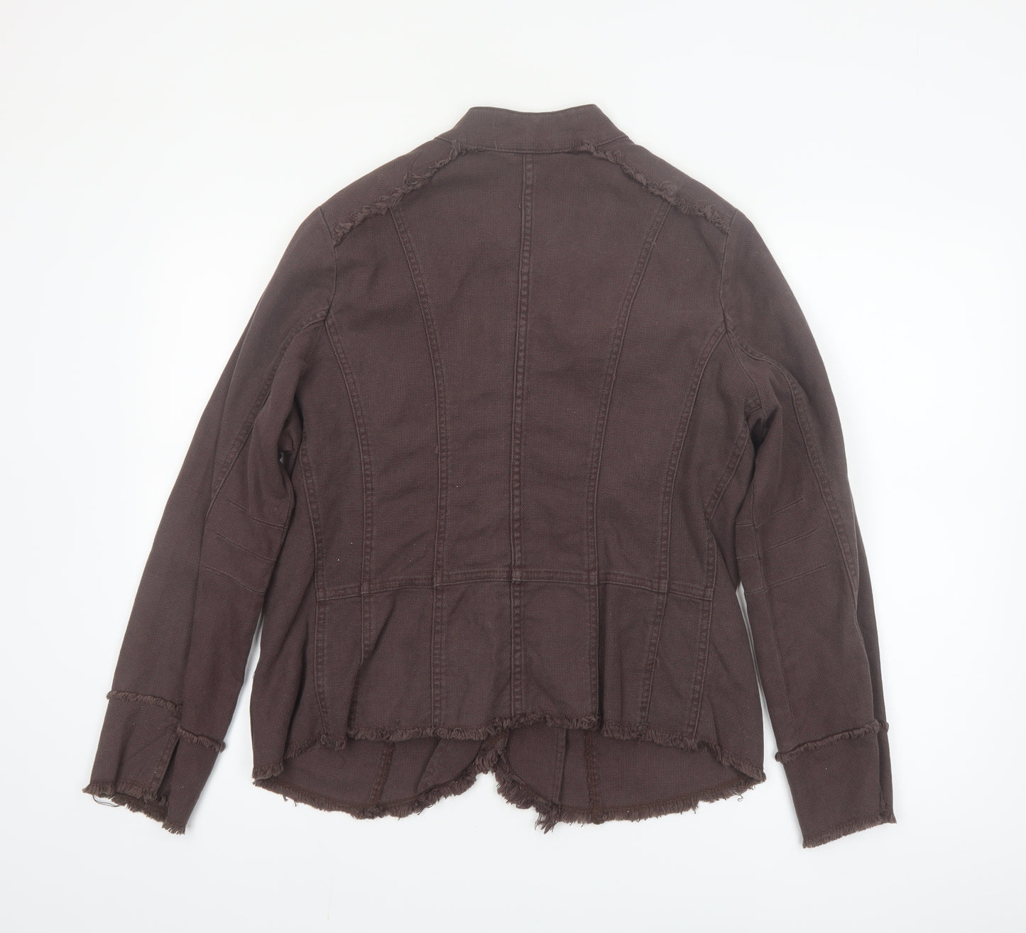 Evans Women Brown Cotton Military Jacket Size 16 Button Front