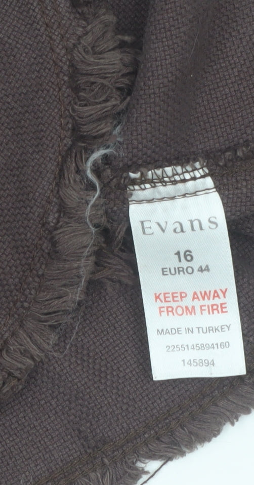 Evans Women Brown Cotton Military Jacket Size 16 Button Front