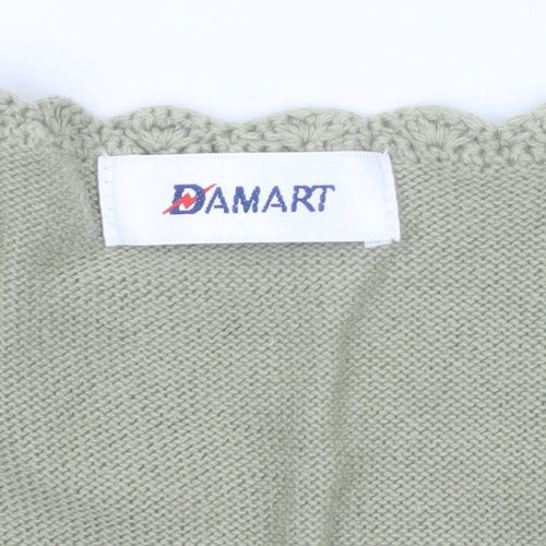 Damart Women’s Green Crochet Cotton Blouse Size 12/14 Short Sleeve