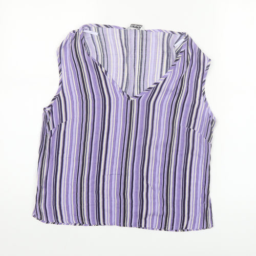 Berkertex Women's Purple Striped Sleeveless Viscose Blouse Size 12