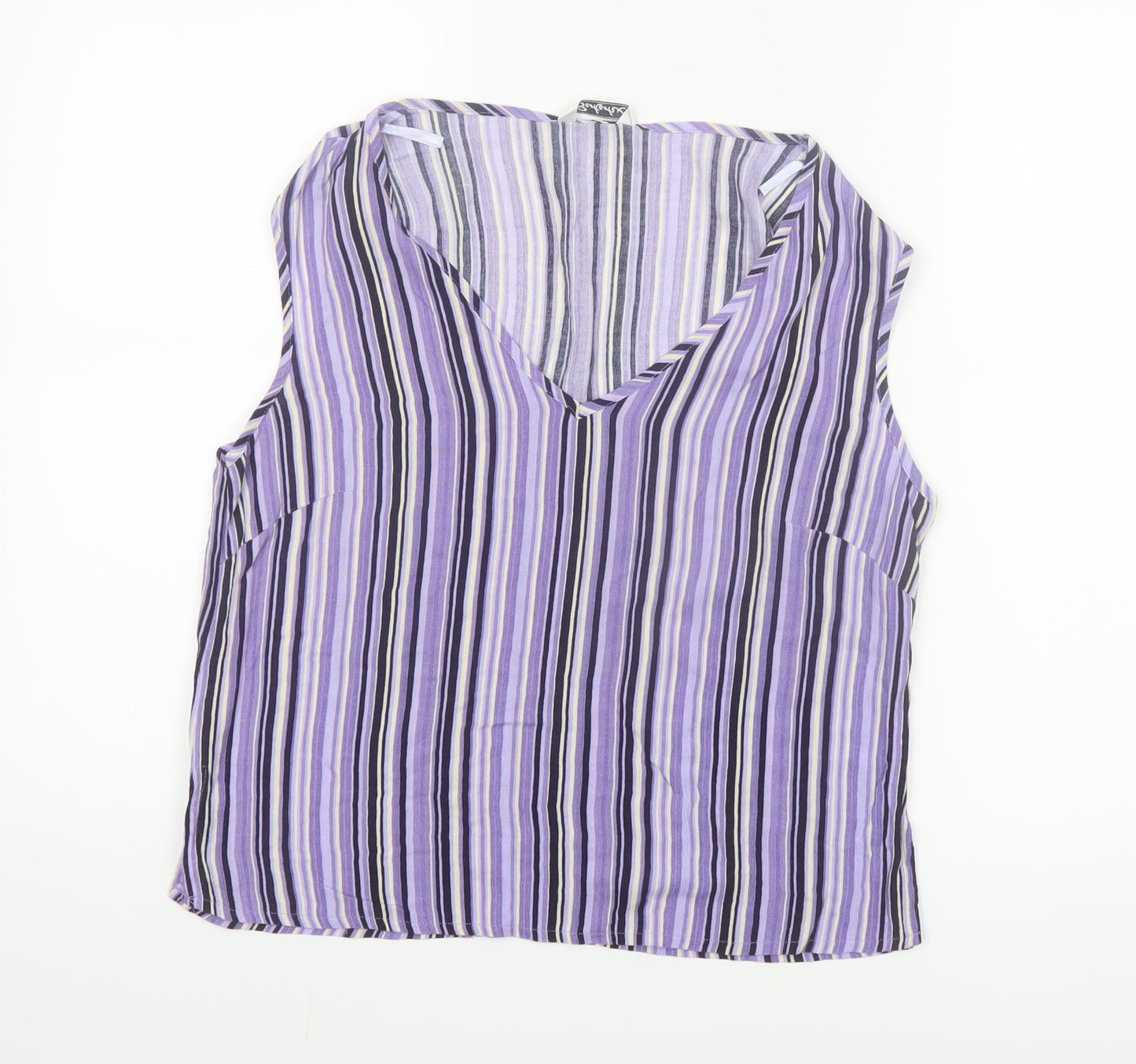 Berkertex Women's Purple Striped Sleeveless Viscose Blouse Size 12