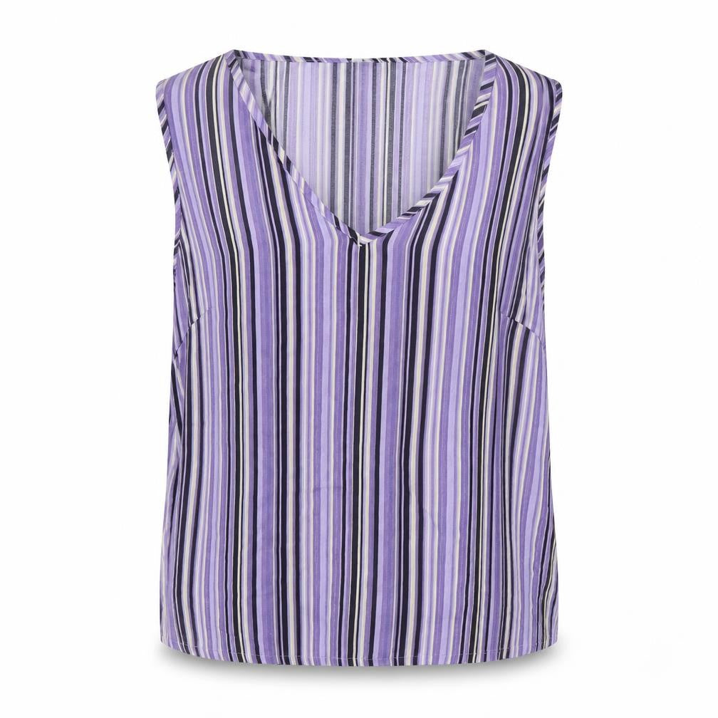 Berkertex Women's Purple Striped Sleeveless Viscose Blouse Size 12
