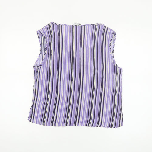 Berkertex Women's Purple Striped Sleeveless Viscose Blouse Size 12