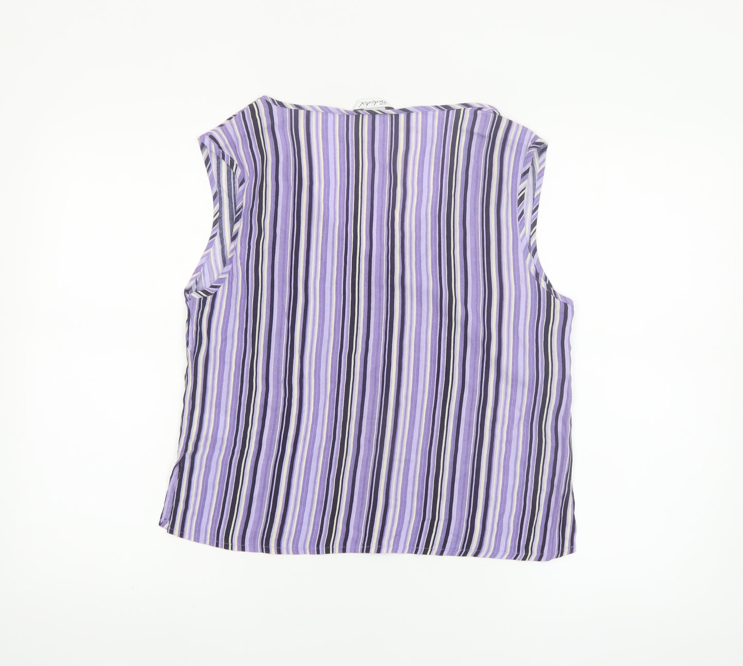 Berkertex Women's Purple Striped Sleeveless Viscose Blouse Size 12