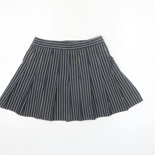 Tail Womens Blue Striped Pleated Skirt Size 10 Microfibre