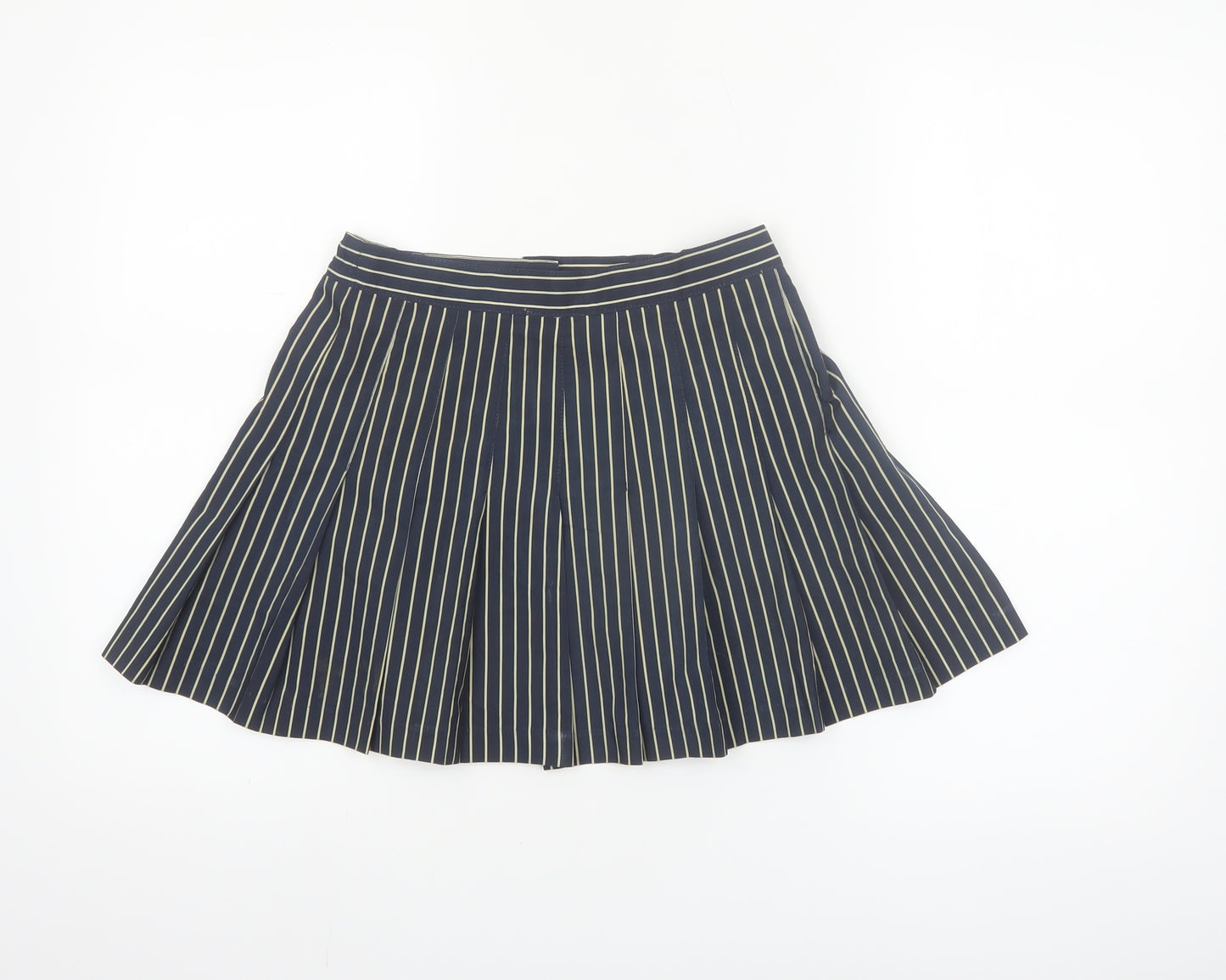 Tail Womens Blue Striped Pleated Skirt Size 10 Microfibre