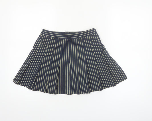 Tail Womens Blue Striped Pleated Skirt Size 10 Microfibre