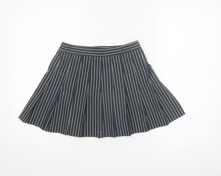 Tail Womens Blue Striped Pleated Skirt Size 10 Microfibre