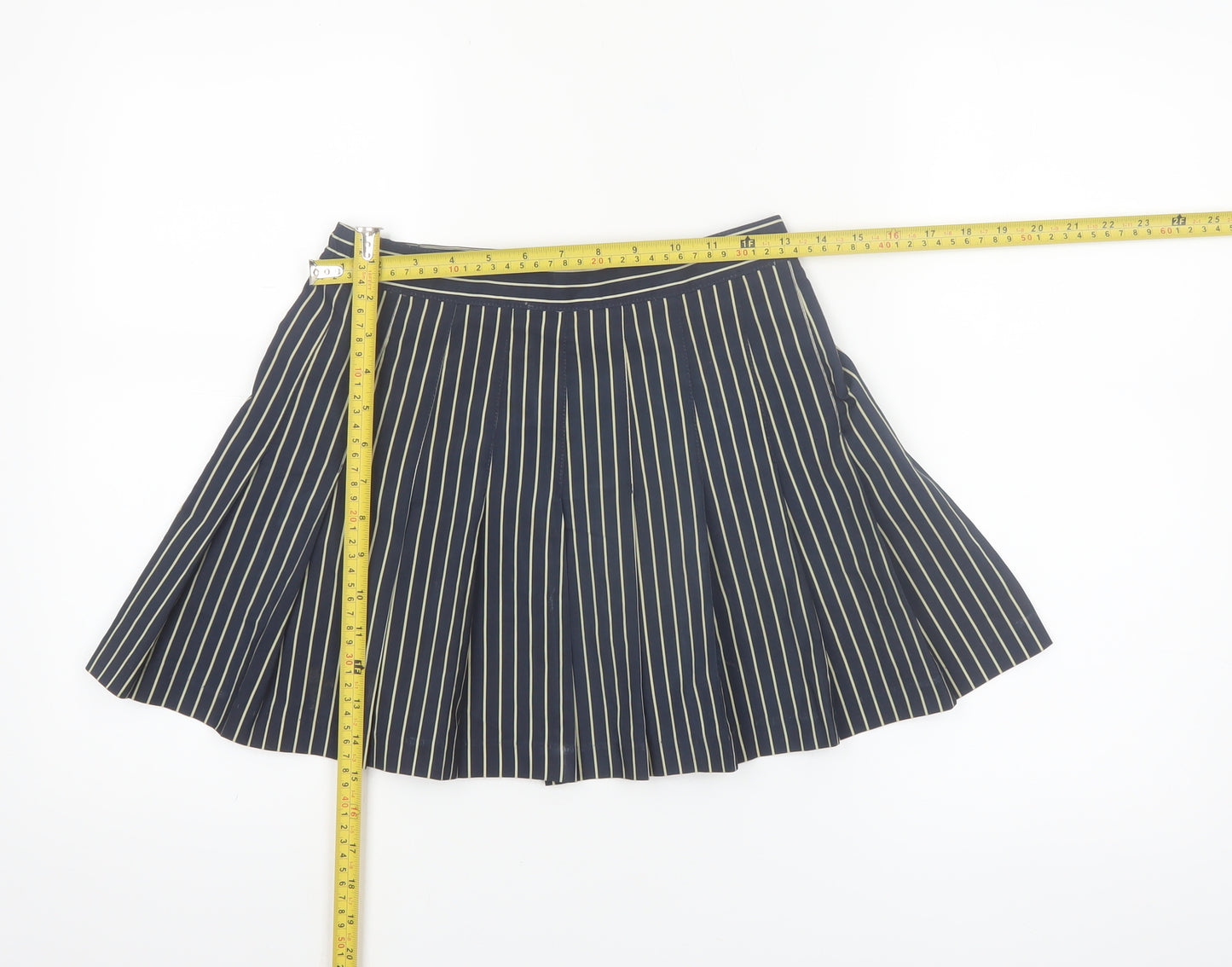 Tail Womens Blue Striped Pleated Skirt Size 10 Microfibre