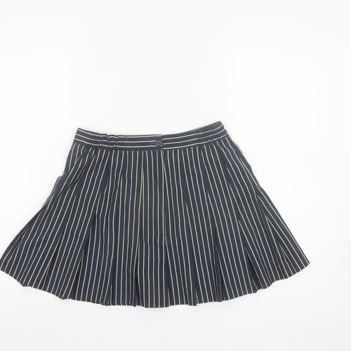 Tail Womens Blue Striped Pleated Skirt Size 10 Microfibre