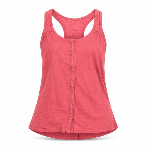 Fat Face Women’s Pink Cotton Racerback Button Tank Top Size 8