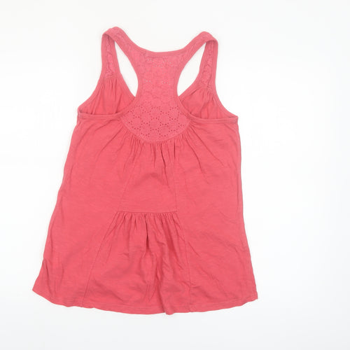 Fat Face Women’s Pink Cotton Racerback Button Tank Top Size 8