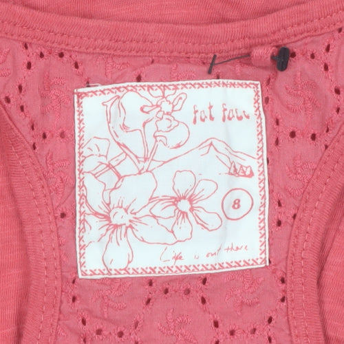 Fat Face Women’s Pink Cotton Racerback Button Tank Top Size 8