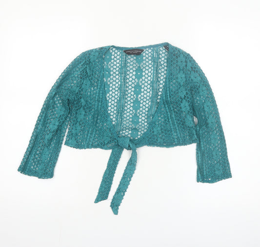 Dorothy Perkins Women’s Green Lace Cropped Tie Blouse Size 12