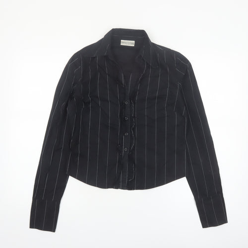 Todays Woman Black Striped Long Sleeve Button-Up Shirt Women's Size 12