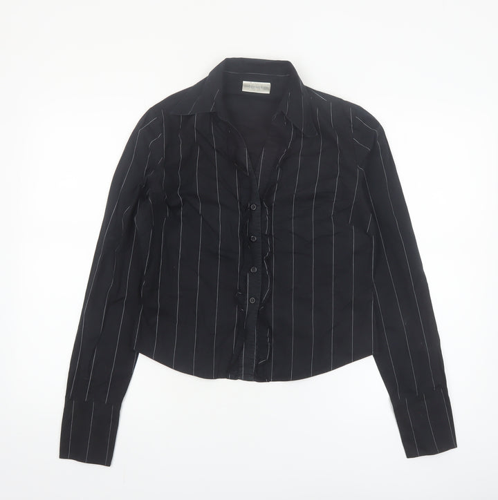 Todays Woman Black Striped Long Sleeve Button-Up Shirt Women's Size 12