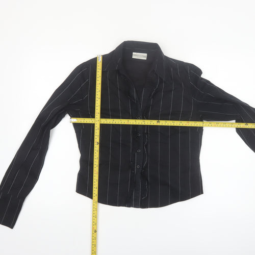 Todays Woman Black Striped Long Sleeve Button-Up Shirt Women's Size 12