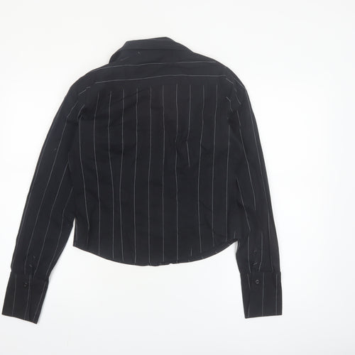 Todays Woman Black Striped Long Sleeve Button-Up Shirt Women's Size 12