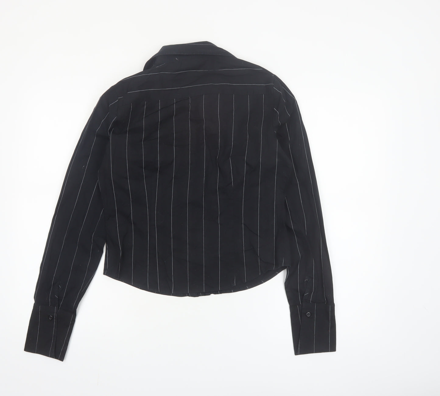 Todays Woman Black Striped Long Sleeve Button-Up Shirt Women's Size 12