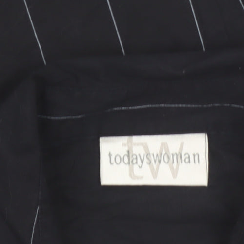 Todays Woman Black Striped Long Sleeve Button-Up Shirt Women's Size 12