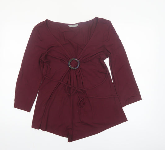 Marks and Spencer Womens Red Wrap Buckle Blouse UK 10