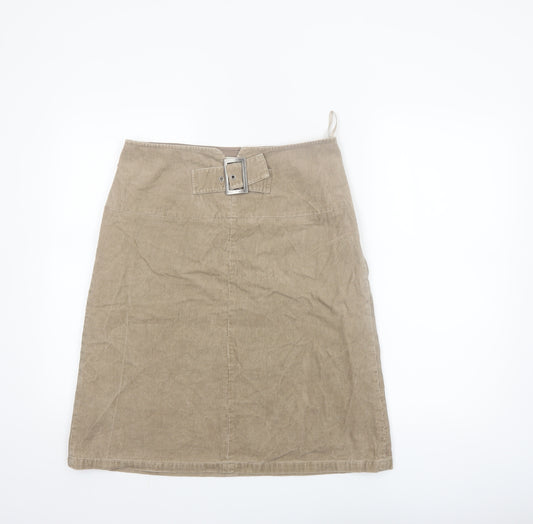 Jackpot Womens Beige Corduroy A-Line Belted Skirt Size 10