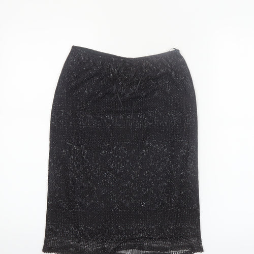 Dorothy Perkins Women’s Black Glitter Pencil Skirt Size 8