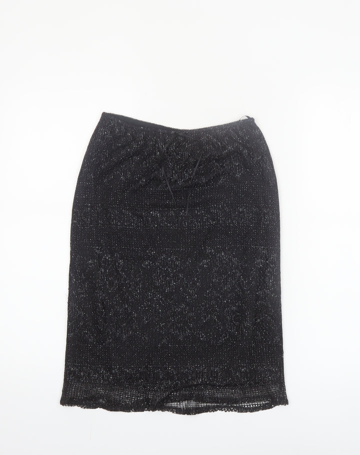 Dorothy Perkins Women’s Black Glitter Pencil Skirt Size 8