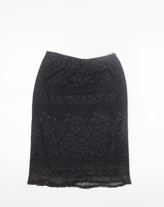 Dorothy Perkins Women’s Black Glitter Pencil Skirt Size 8