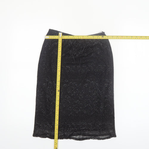 Dorothy Perkins Women’s Black Glitter Pencil Skirt Size 8