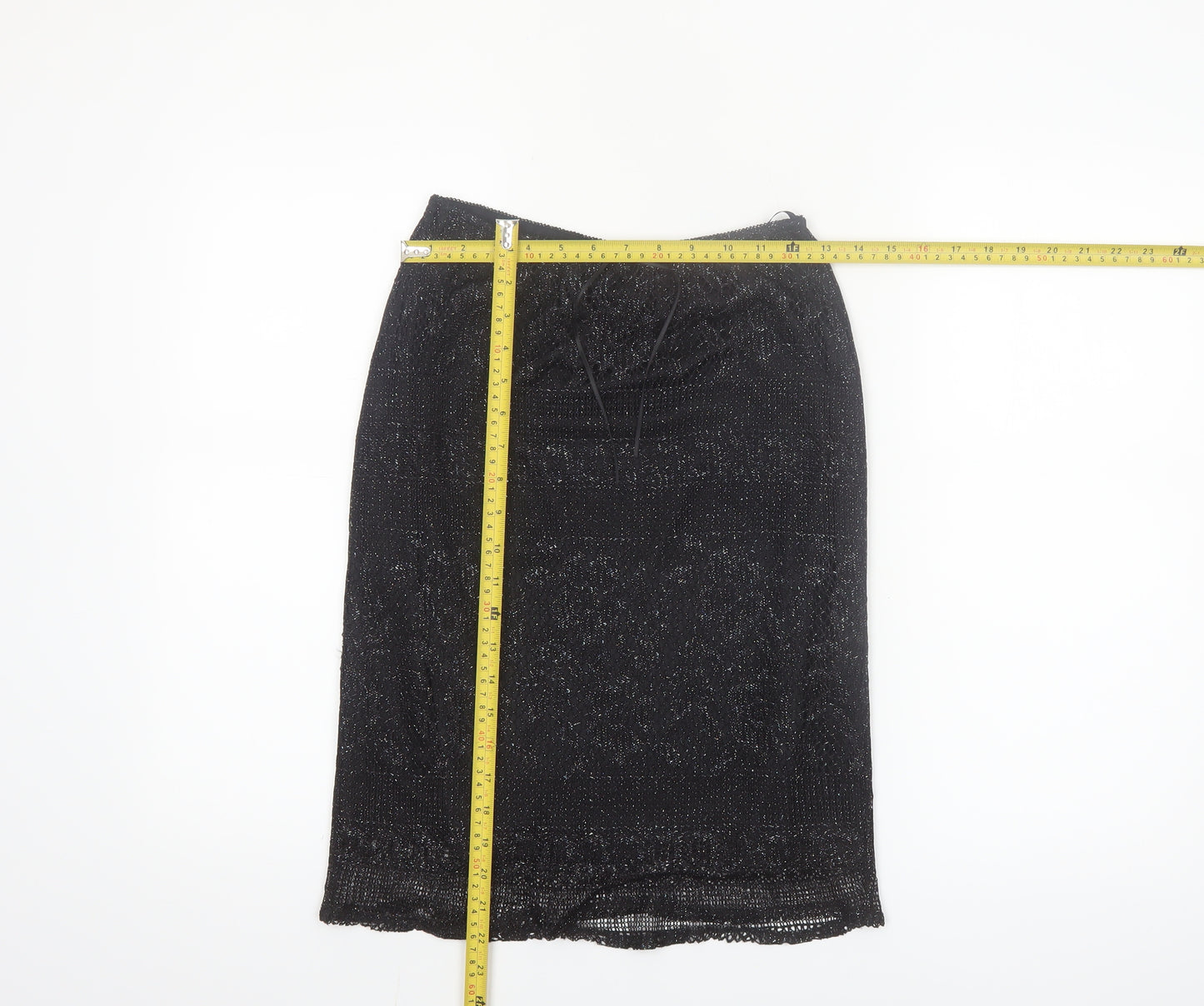 Dorothy Perkins Women’s Black Glitter Pencil Skirt Size 8