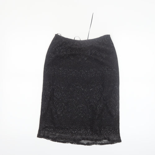 Dorothy Perkins Women’s Black Glitter Pencil Skirt Size 8