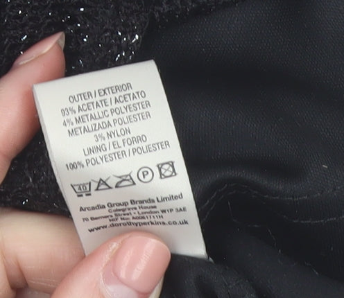 Dorothy Perkins Women’s Black Glitter Pencil Skirt Size 8
