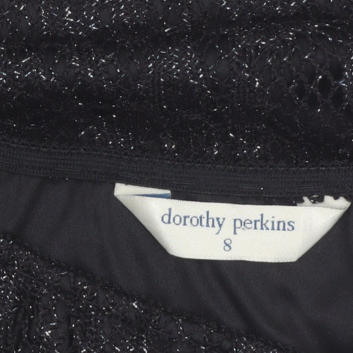 Dorothy Perkins Women’s Black Glitter Pencil Skirt Size 8