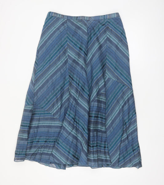 Marks and Spencer Women’s Blue A-Line Midi Striped Skirt Size 16
