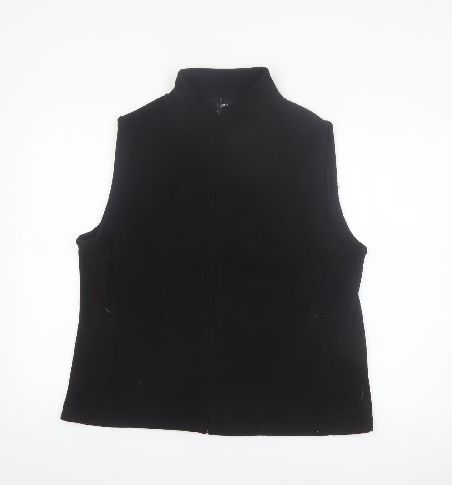 Isle Essentials Women's Black Fleece Waistcoat Size 18-20 L Zip Front