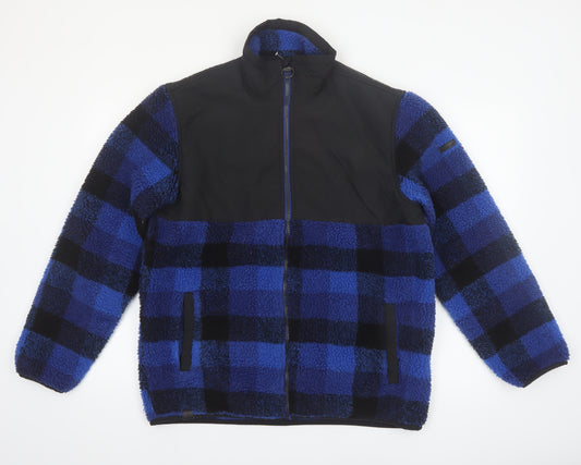 Regatta Mens Blue Check Fleece Jacket L Full Zip Outdoor Winter
