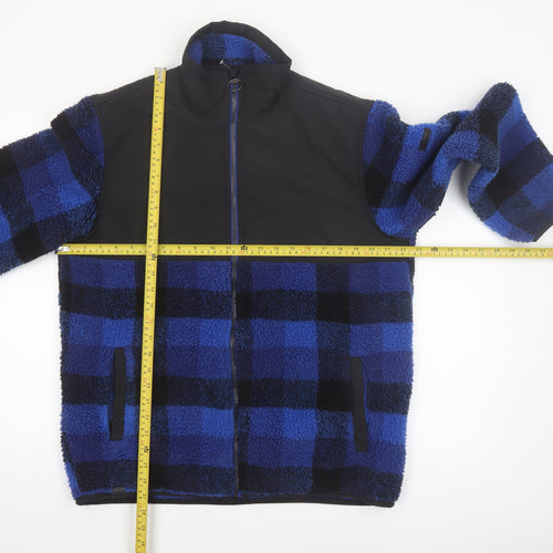 Regatta Mens Blue Check Fleece Jacket L Full Zip Outdoor Winter